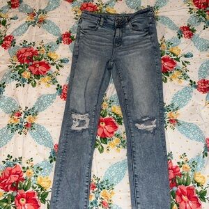 American Eagle Outfitters Light Blue Distressed Jeggings